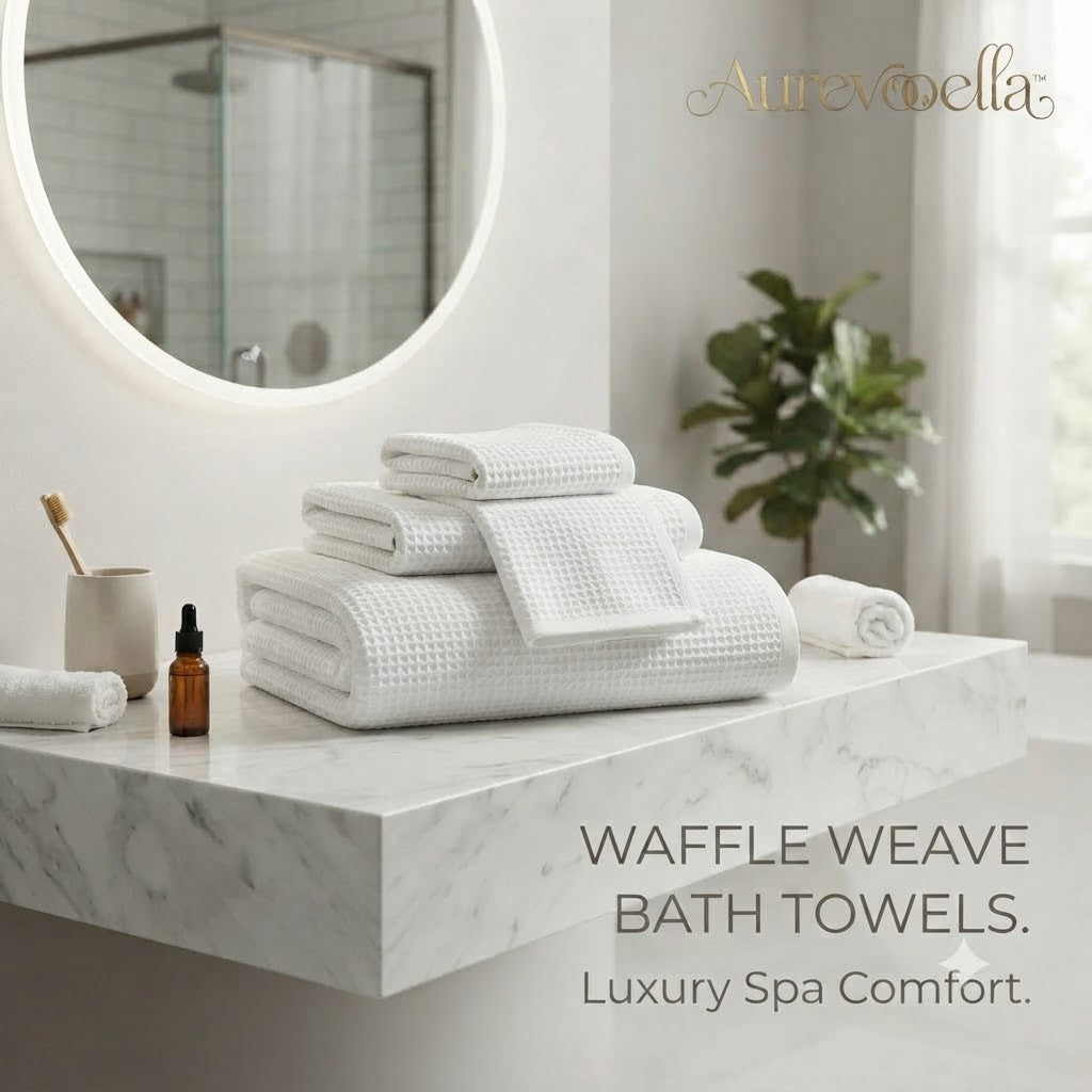 Aurevooella™ Waffle Weave Spa Bath Towel Set (4-Pack)