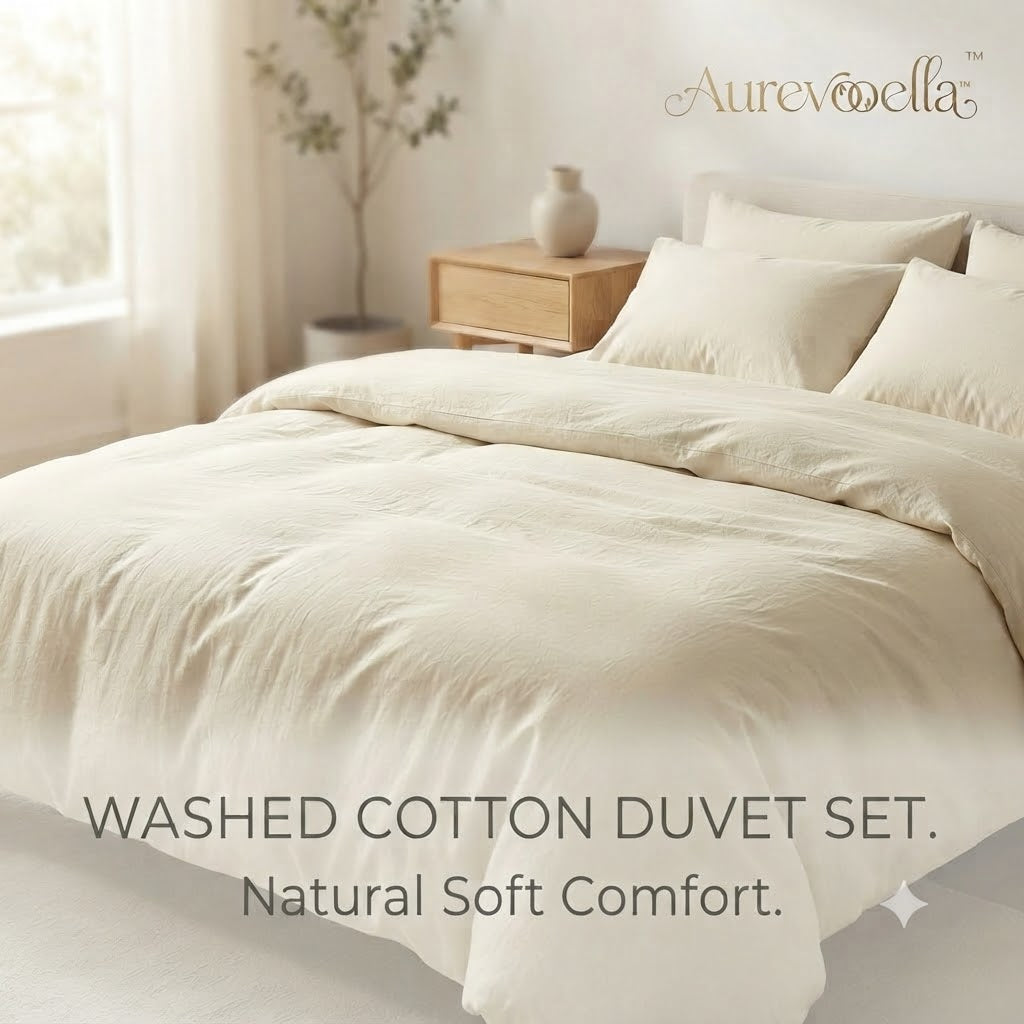 Aurevooella™ Washed Cotton Duvet Cover Set