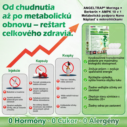 𝐴𝑁𝐺𝐸𝐿𝑇𝑅𝐴𝑃® Moringa × Berberine × AMPK 10-in-1 Metabolic Support Nano Microneedle Patch 🇸🇰 (Na použitie iba raz denne, viditeľné zmeny už po 7 dňoch) ✅ Podporuje chudnutie, metabolické zdravie, spánkovú apnoe, problémy s kĺbmi a mnoho ďalších výhod🔥⏰