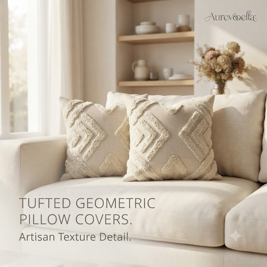 Aurevooella™ Tufted Geometric Throw Pillow Covers (Set of 2)