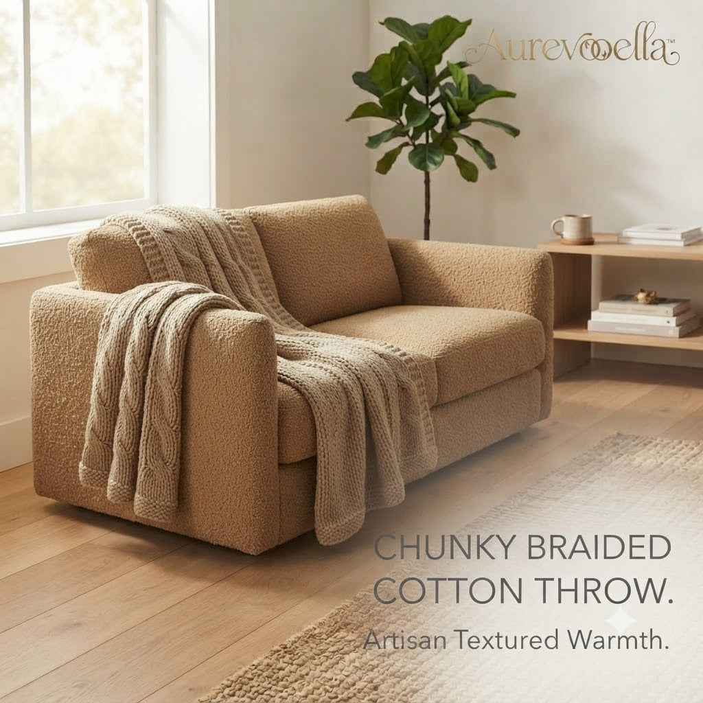 Aurevooella™ Chunky Knit Cotton Throw Blanket
