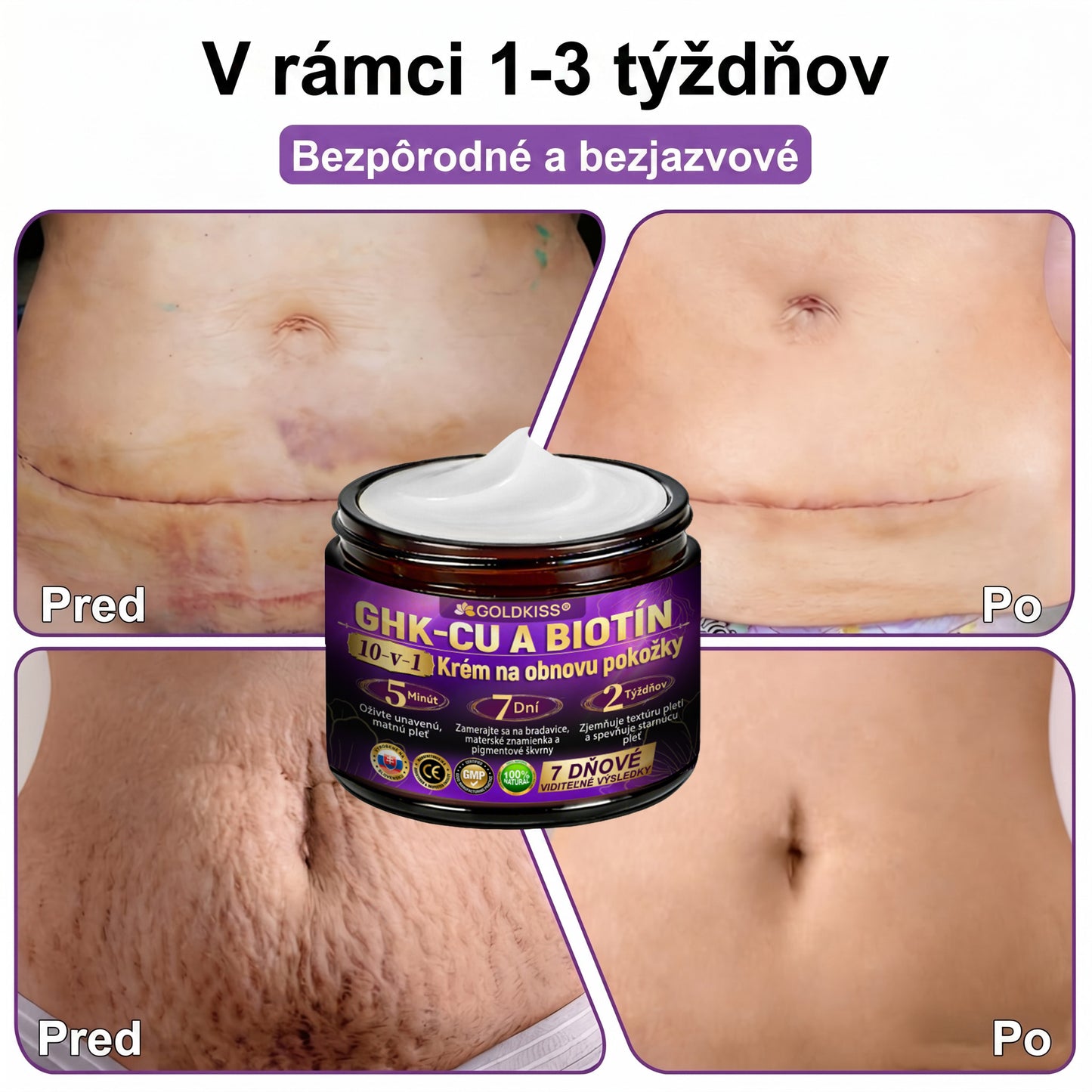Vyrobené a odoslané zo Slovenska✨ 𝐆𝐎𝐋𝐃𝐊𝐈𝐒𝐒® 𝐆𝐇𝐊-𝐂𝐮 & 𝐁𝐈𝐎𝐓𝐈𝐍 𝟏𝟎-𝐈𝐍-𝟏 Krém na obnovenie pleti ⚡