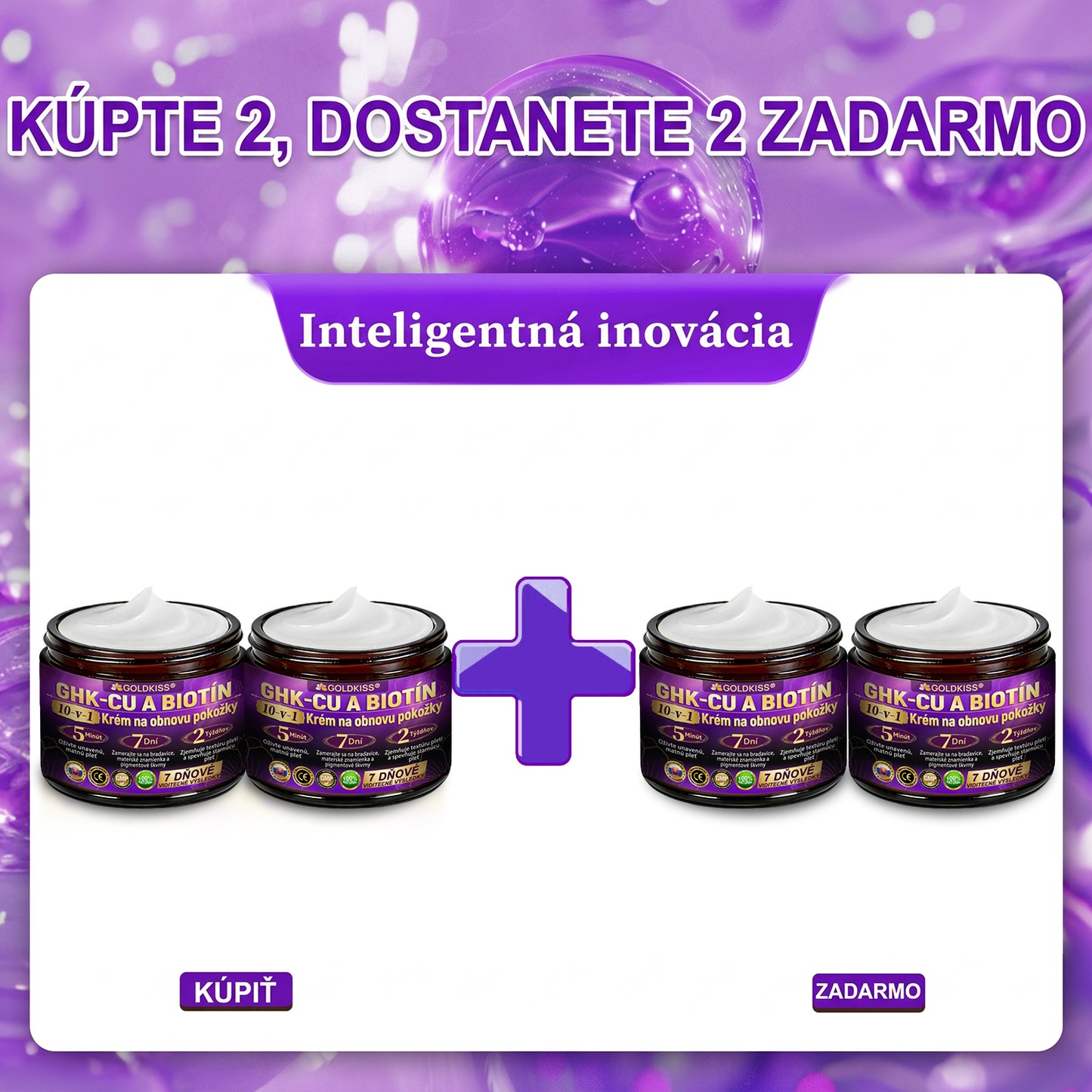 Vyrobené a odoslané zo Slovenska✨ 𝐆𝐎𝐋𝐃𝐊𝐈𝐒𝐒® 𝐆𝐇𝐊-𝐂𝐮 & 𝐁𝐈𝐎𝐓𝐈𝐍 𝟏𝟎-𝐈𝐍-𝟏 Krém na obnovenie pleti ⚡