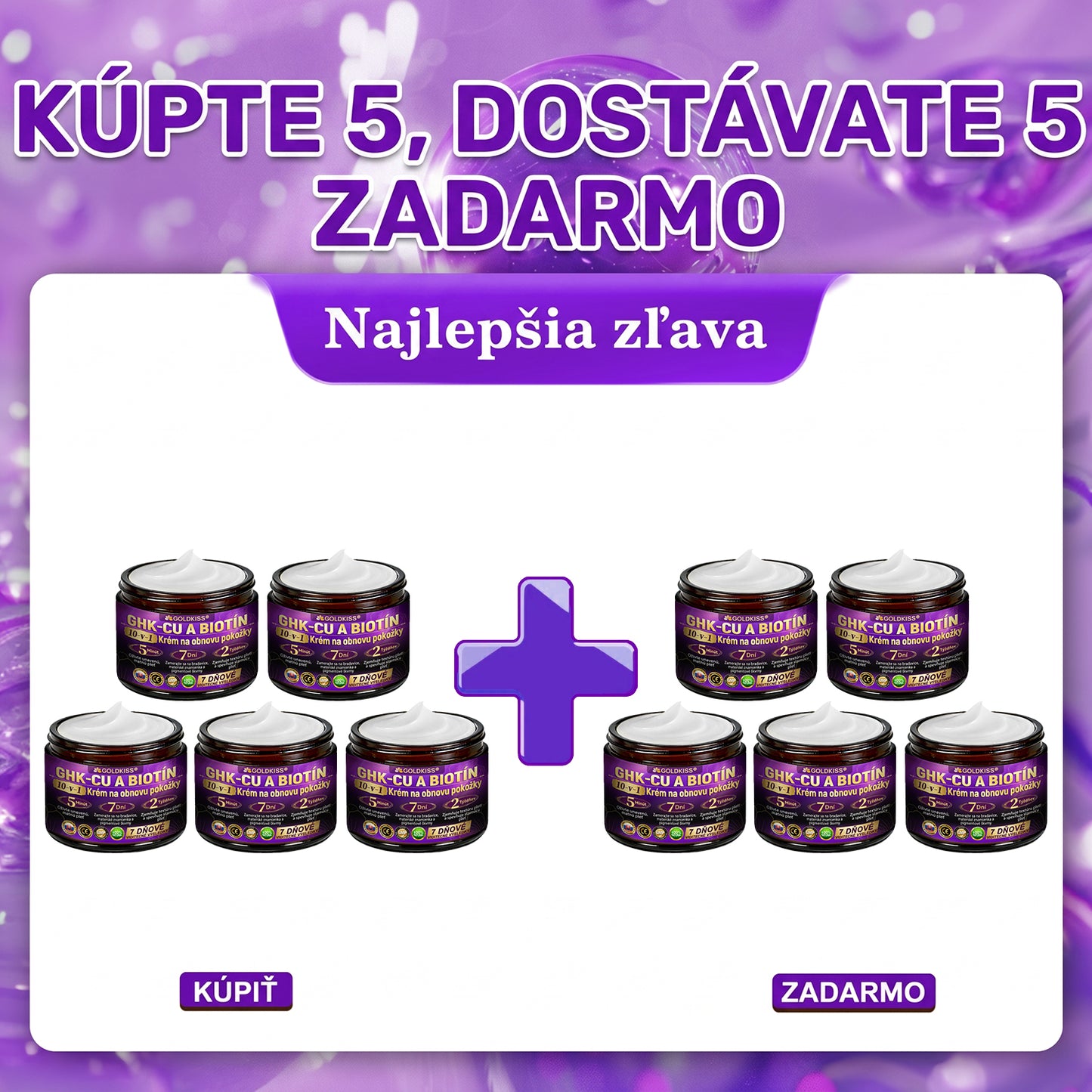 Vyrobené a odoslané zo Slovenska✨ 𝐆𝐎𝐋𝐃𝐊𝐈𝐒𝐒® 𝐆𝐇𝐊-𝐂𝐮 & 𝐁𝐈𝐎𝐓𝐈𝐍 𝟏𝟎-𝐈𝐍-𝟏 Krém na obnovenie pleti ⚡